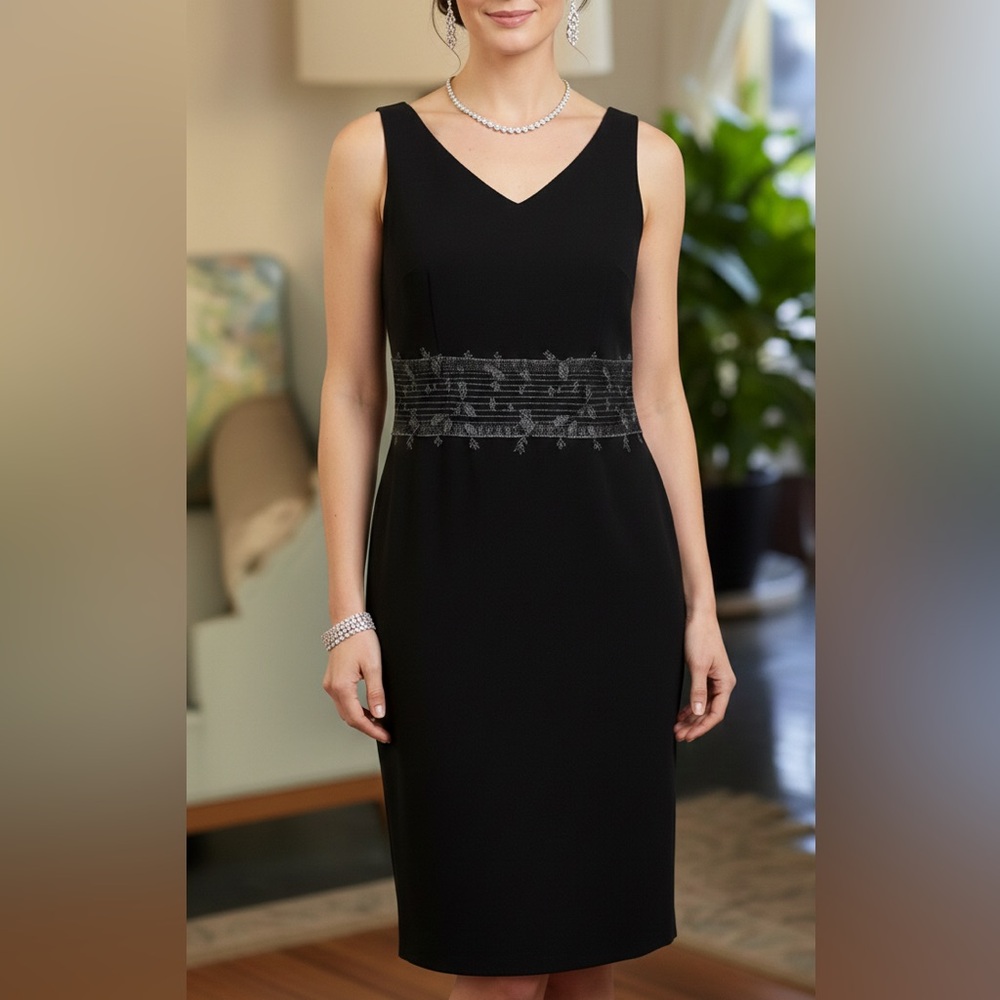 VINTAGE CASUAL CORNER BLACK EVENING DRESS SIZE 10